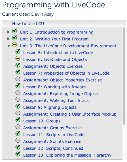 LCU contents list